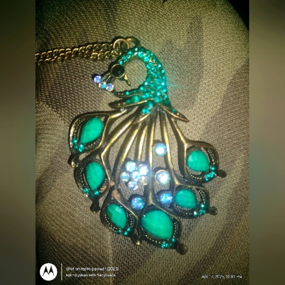 Blue Peacock statement Necklace by Kiss Me - Picture 1 of 6